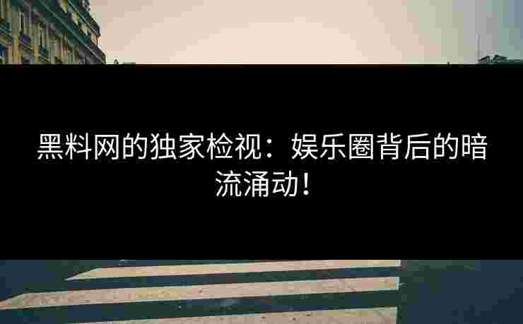 黑料网的独家检视：娱乐圈背后的暗流涌动！