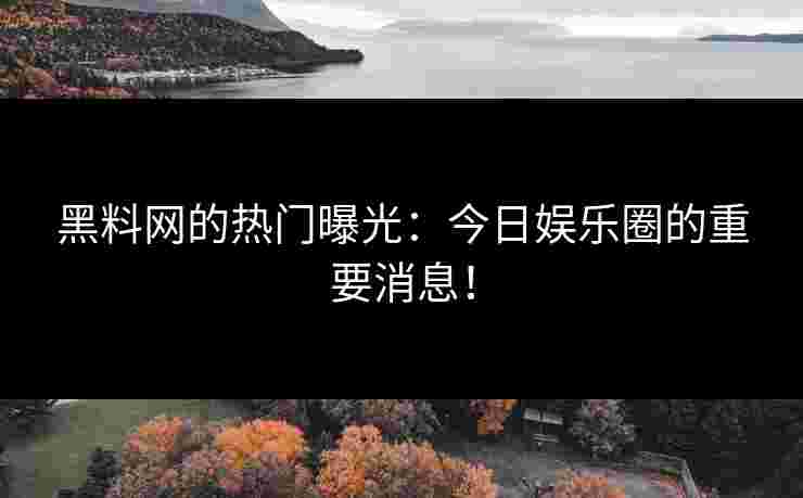 黑料网的热门曝光：今日娱乐圈的重要消息！