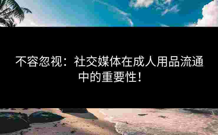 不容忽视：社交媒体在成人用品流通中的重要性！